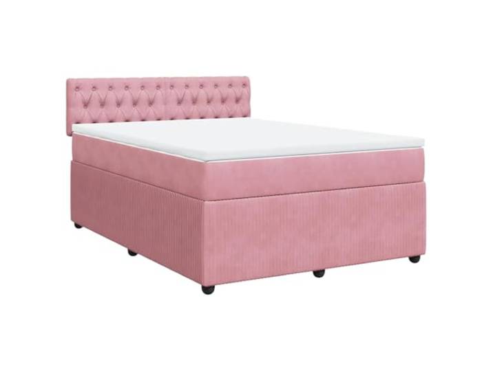 KKgypkn Boxspringbett Samtstoff Rosa 160x200 cm mit Taschenfederkernmatratze und Lattenrost