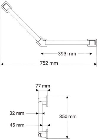 Barre coudée RUGAO 135° L 400 mm noir AKW 12013GR-LS