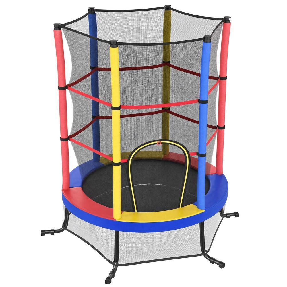 SONGMICS Trampolin Kinder, 174 cm Kindertrampolin mit Sicherheitsnetz, Randabdeckung STRB35050X101