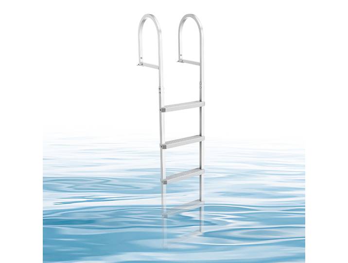 Vevor Echelle De Ponton 5 Marches Amovible\, Echelle De Baignade En Alliage Dealuminium Pour Lac\, Piscine\, Bateau Et Quai\, Capacite De Charge 227 Kg\, Avec Mains Courantes\, Marches Antiderapantes En Pp
