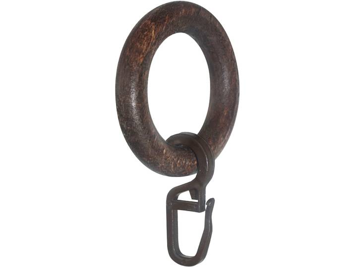 Gardinenring GARESA Holzring mit Haken Gr. 1, braun (nussbaum), 20 Stk., Gardinenbefestigungen, Gardinenring, für Durchmesser bis 20mm, einfache Montage