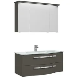 Pelipal Serie 4005 Waschtisch-Set 9.921.200.212 Lack Steingrau Hochglanz/Quarzgrau Hochglanz Select, Griff chrom,120 cm