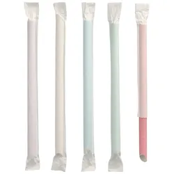 VEPATIM 200x BubbleTea Slush Papierhalme O12mm 20cm farbig sortiert einzeln gehüllt