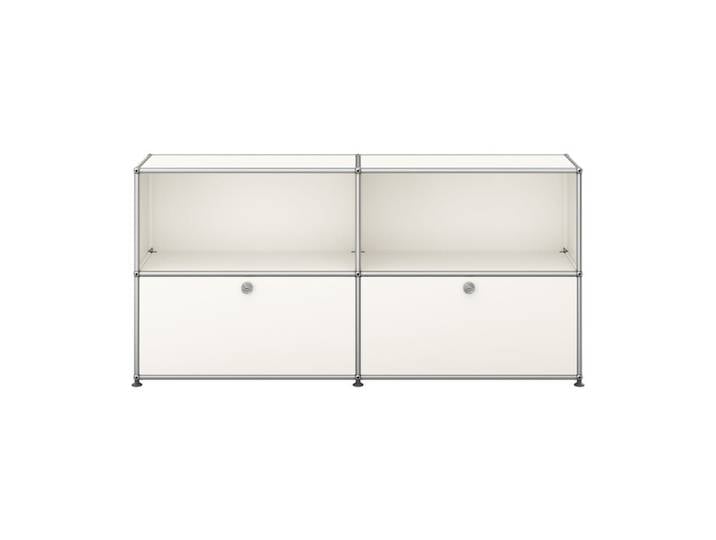 USM Haller Kommode 2-fach breit 2 Klapptüren unten weiß mit Schloss reinweiß 153x74x38 cm