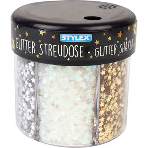 Stylex Glitzer 23387 Glitter-Streudeko, 6 Farben sortiert je 10g, in Streudose