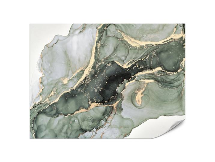 Muralo Fototapete für Küche Eleganter Grüner Marmor Gold Glamour 450x315, Papier, Marmor Optik, Rechteckig, 450x315 cm, Tapeten & Wandverkleidungen, Fototapeten
