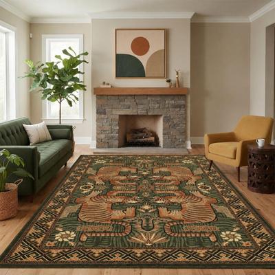 Garvee Vintage Tiger Floral Oriental Area Rug