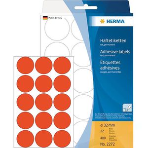 Herma 2272 Haftetiketten rot Ø 32mm 32 Blatt 480
