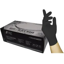 Nitril Einweghandschuhe 8320 "BLACK WAVE" schwarz|100er Box - L