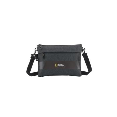 Schultertasche NATIONAL GEOGRAPHIC "SHADOW", Damen, Gr. B/H/T: 2,5cm x 21cm x 28cm, grau (anthrazit), Kunstfaser, Taschen Schultertasche, Mit hoher Umweltbilanz