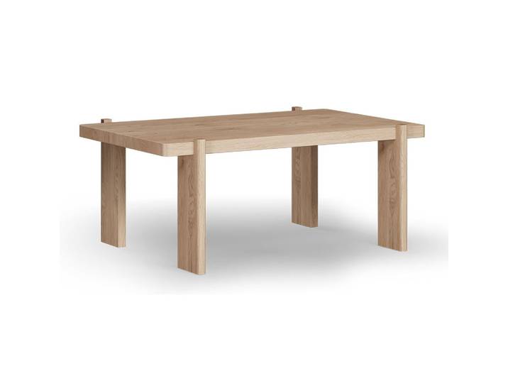 Feldmann-Wohnen Couchtisch Travertino (einzigartige Holzmaserung, Wildeiche Gebleicht, ohne Travertin Naturstein, 1-St., moderne Optik, einzigartige Holzmaserung), Massivholz Wildeiche Gebleicht, ohne Travertin Naturstein