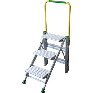 Facal Klapptritt Plio PO-3M, aus Aluminium, einseitig begehbare Klapptreppe, mit 3 Stufen & Bügel