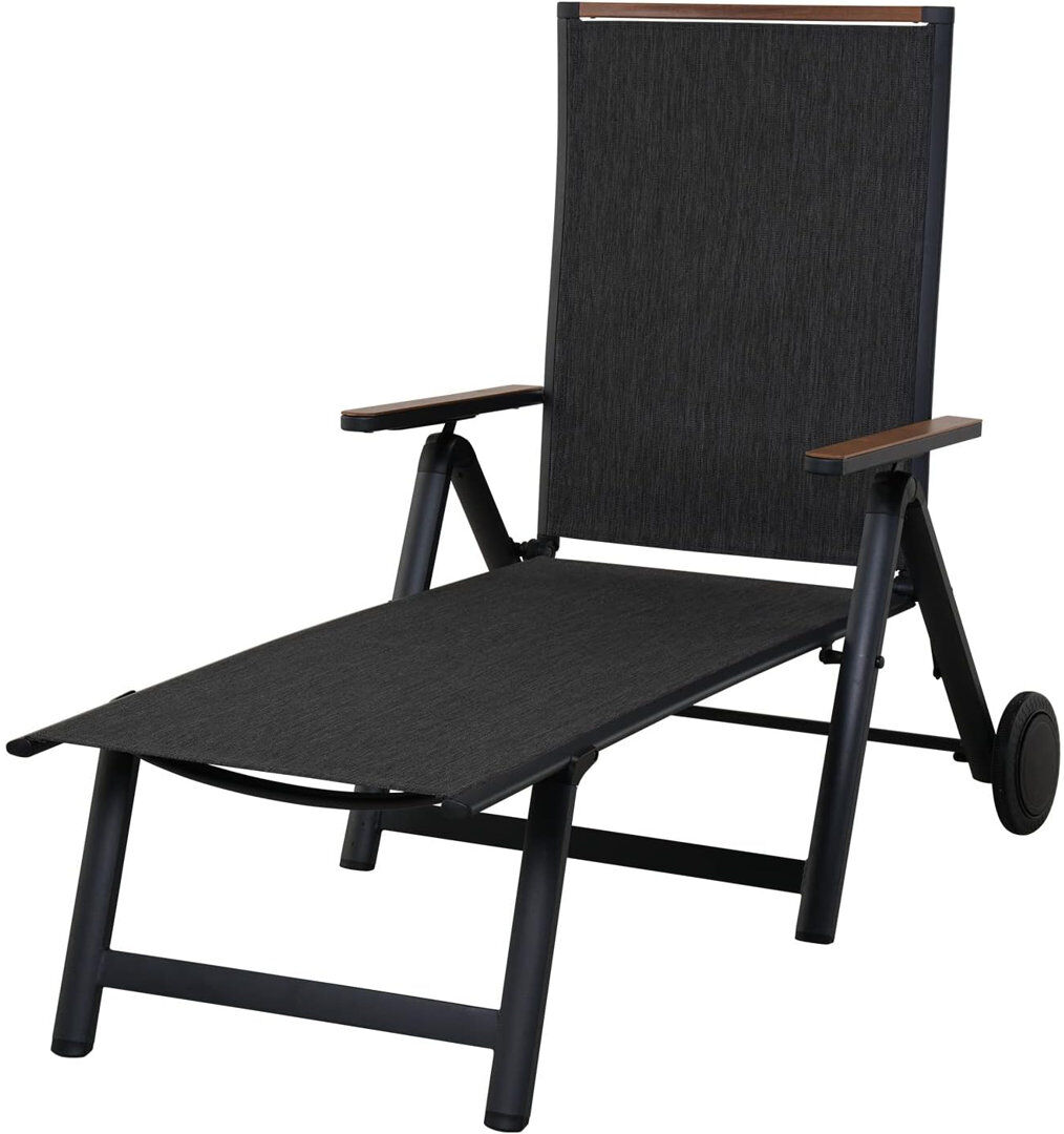 Dakota Fields 170cm Long Single Chaise Black 108cm H X 70cm W X 170cm L