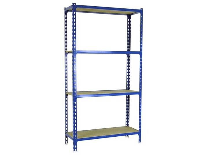 Simon Rack Metallregal 1500x1200x300 mm - Maderclick 4 Höhen, Holzablage, Biegepunkt 200 kg, Korrosionsschutzlackierung, Klicksystem-Montage, Blau