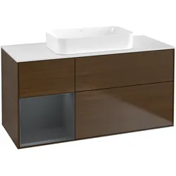Villeroy & Boch Waschbeckenunterschrank Finion G70, Walnut Veneer, 1200x603x501 mm, mit Beleuchtung und SoftClosing