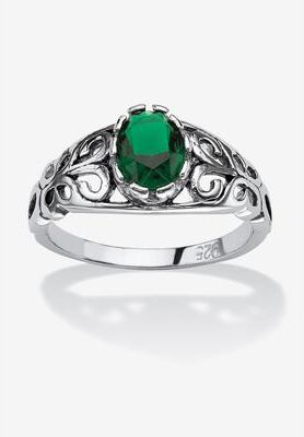 Sterling Silver Swirl Simulated Birthstone Ring by PalmBeach Jewelry in May (Size 5)