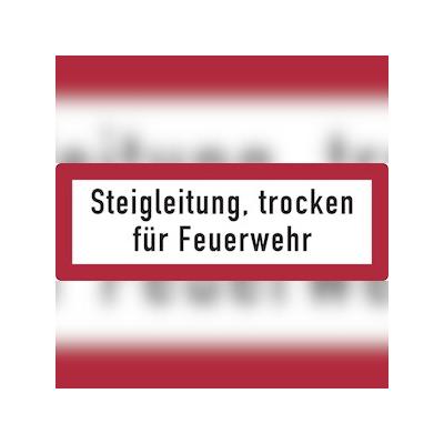 Feuerwehrschild, Steigleitung, trocken für Feuerwehr - DIN 4066 - 297x105x0.45 mm Aluminium geprägt