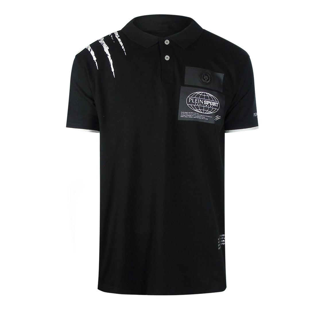 Plein Sport - Schwarzes Poloshirt Mit Kratzern An Der Schulter