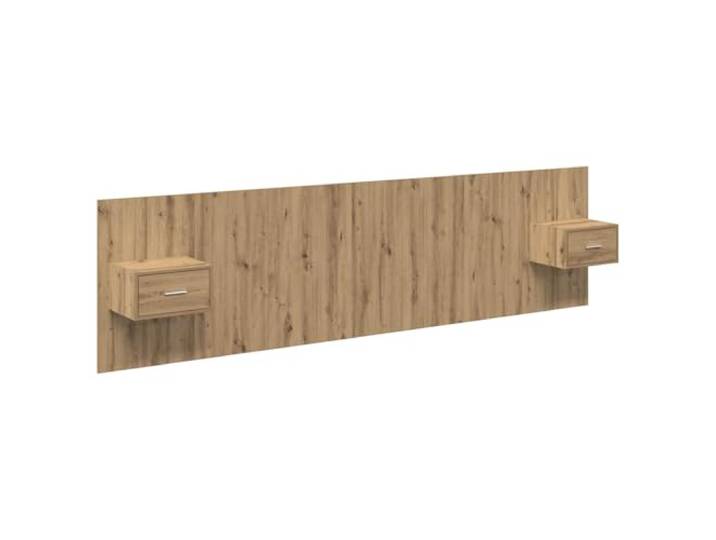 KTHLBRH Kopfteil mit Nachttischen 3-teilig Eiche handgefertigt Holz Ing Wanddesign, großer Stauraum, handgefertigtes Eichen-Finish, Holztechnik, einfache Montage, 297 cm
