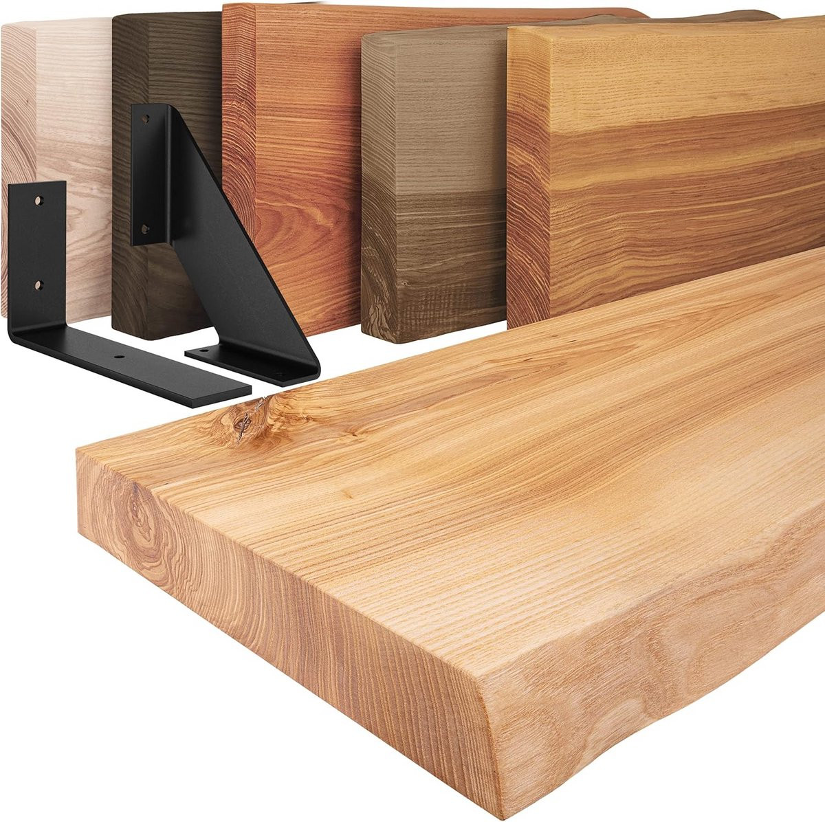 Houten Wandplank met Natuurlijke Rand - Rustieke Muurplank voor Opslag - 100 cm