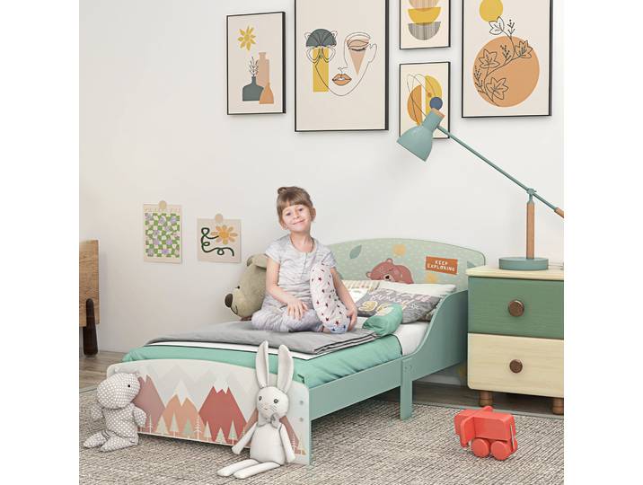ZONEKIZ Lit Enfant Sécurisé Vert 77x143x60cm