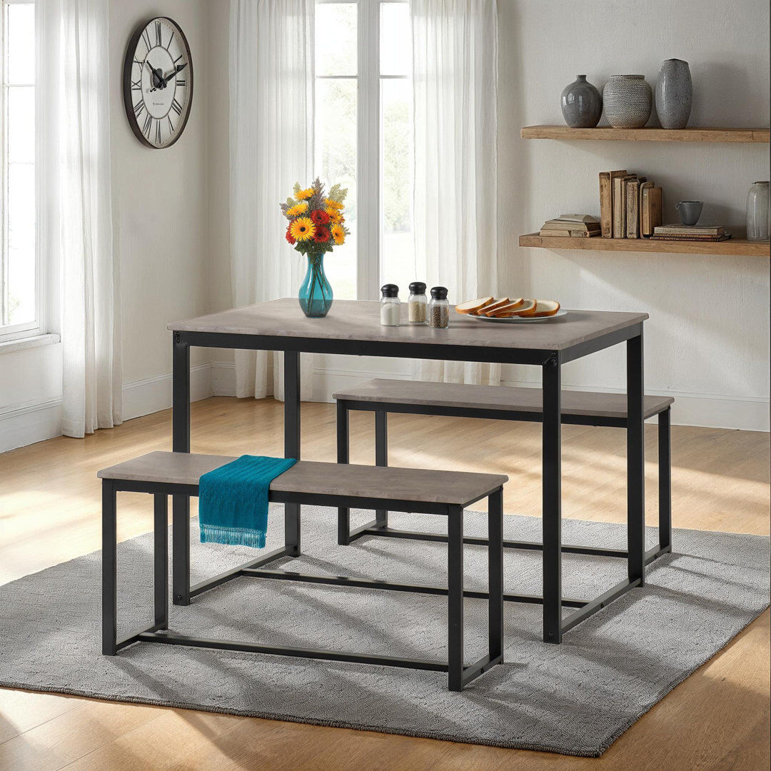 17 Stories Mylena 4 -Person Dining Set Stone 4
