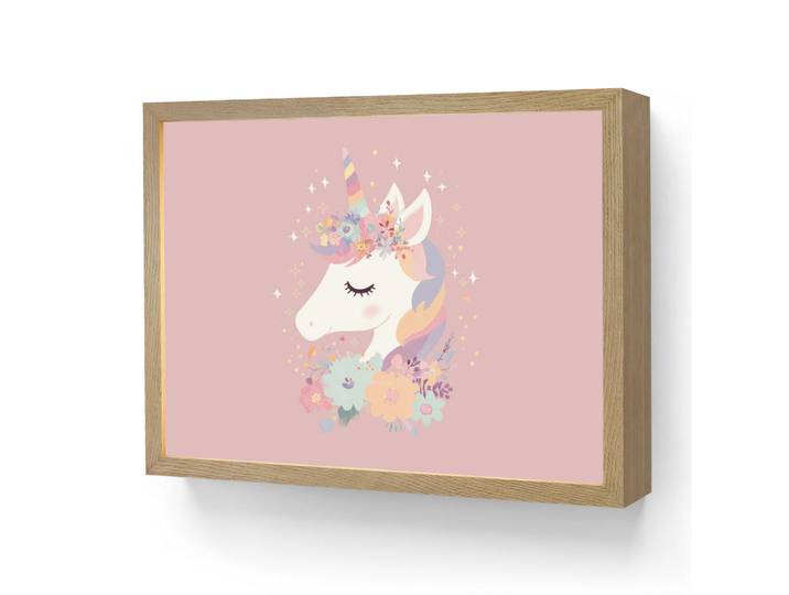 OnlyWow Nachttischlampe MIT Akku Einhorn - Rosa - Blumen 40x30 cm, Rechteckig, LED integrated, 40x30x8 cm, Lampen & Leuchten, Innenbeleuchtung, Nachtlichter