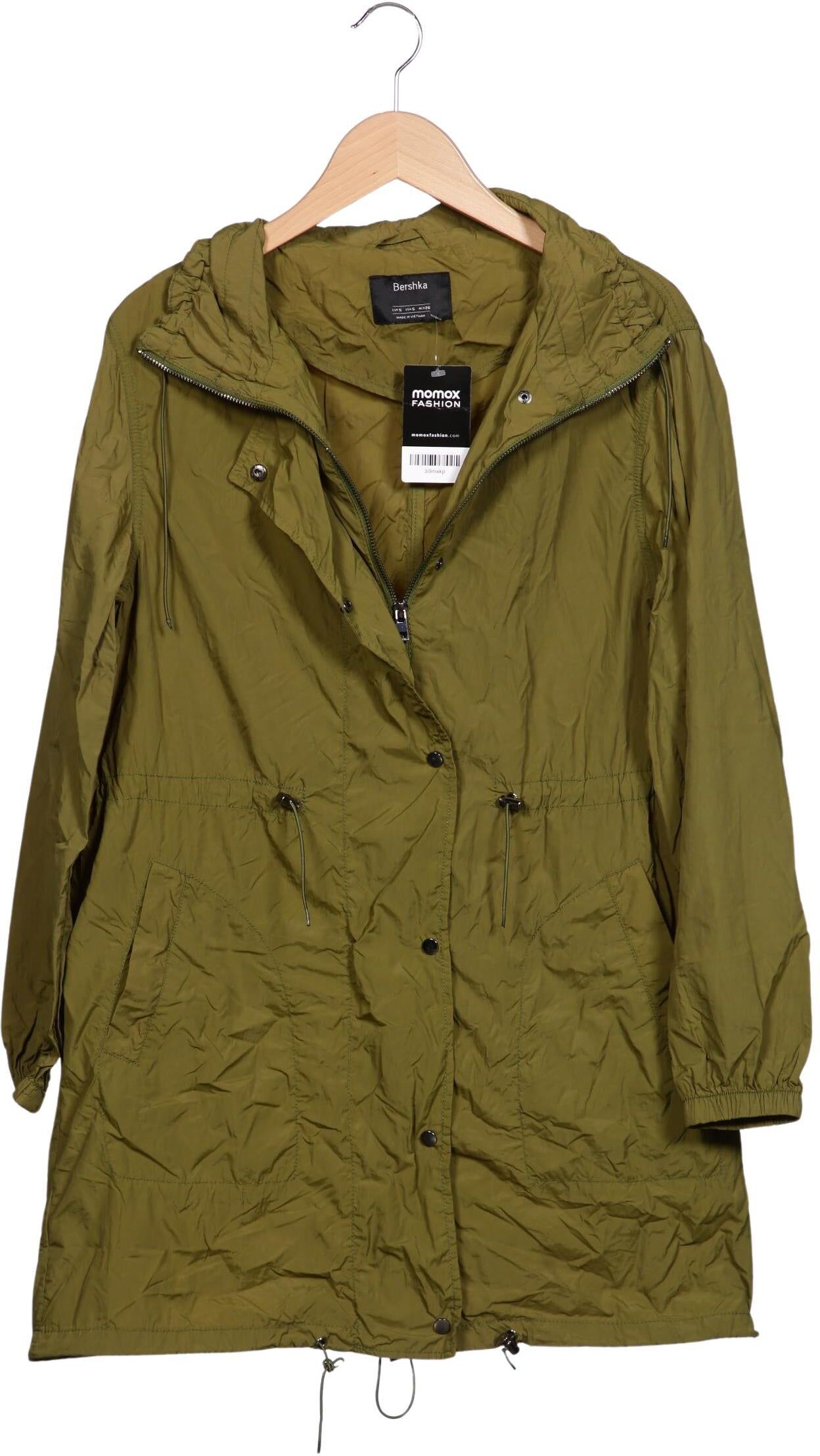 bershka Damen Mantel, Grün, Gr. S, Synthetik - Second Hand