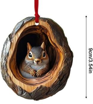 Multisell Products Hub Cute Christmas Acrylic Pendant, Animal Wildlife Ornaments, Raccoon Owl Squirrel Hedgehog Bunny Bird Decorations a