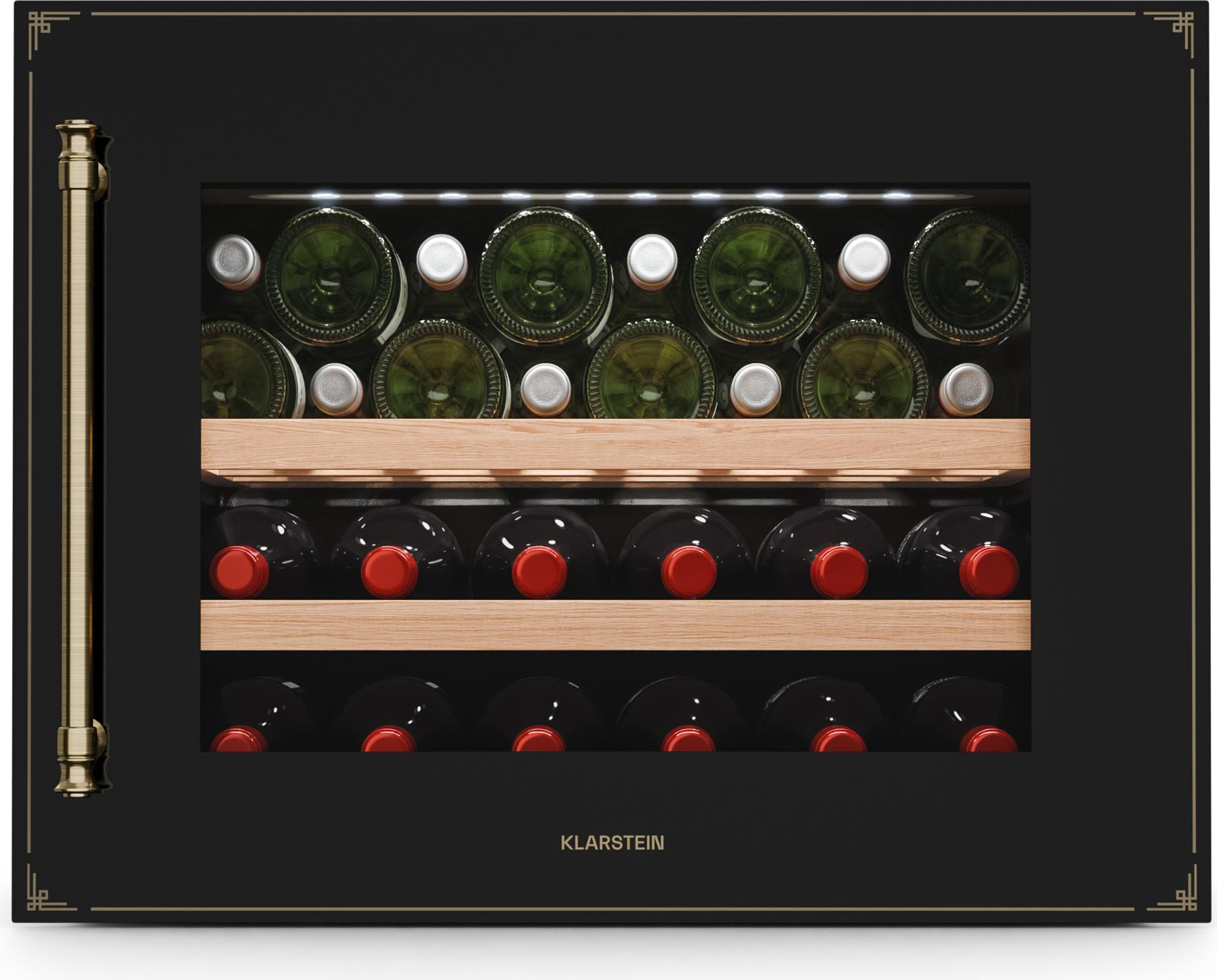 Klarstein Vinsider Victoria 28 Weinkühlschrank - 28 Flaschen, 1 Zone, 5-20°C, Touch-Bedienung, LED, Vibrations- & UV-Schutz, leise, einbaufertig, schwarz