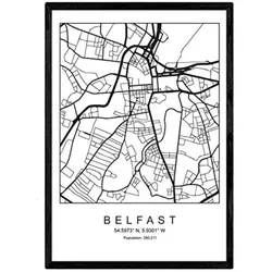 POSTER Belfast Stadtkarte – Nordisch A3 Rahmenlos