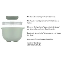 Mepal rührschüssel chef it 3000 ml mit spritzschutzdeckel - nordic sage