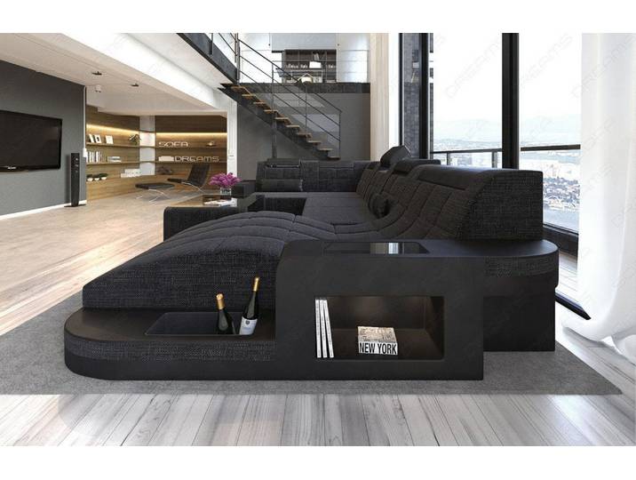 Stoff Wohnlandschaft Wave U-Form