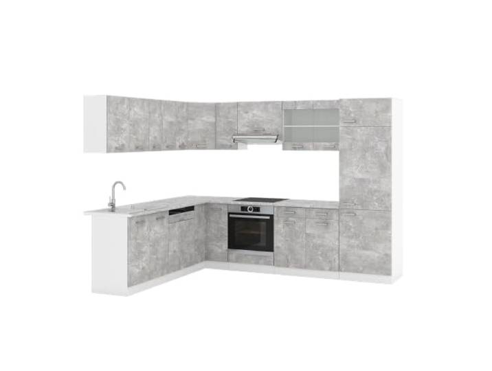 Vicco Eckküche R-Line, Beton/Weiß, 287 x 227 cm
