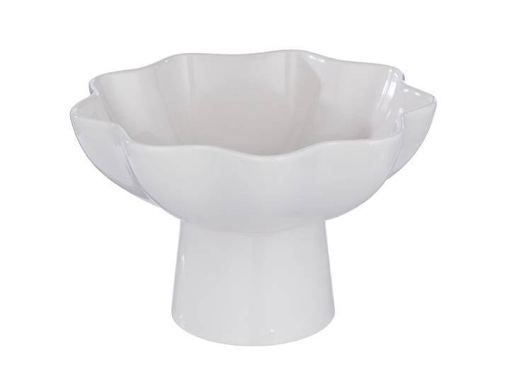 Schale mit Fuß 23 x 15 x 23cm Beige/Creme