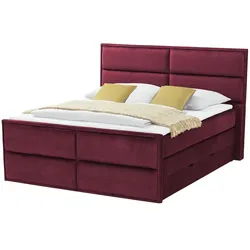 Boxspringbett mit Bettkasten  ¦ rot ¦ Maße (cm): B: 177 H: 136