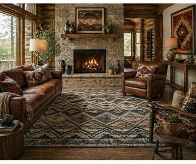 Mayberry Rug American Destination Big Sky Blue Lodge Area Rug