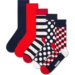 HAPPY SOCKS Happy Socks Unisex Socken, 5er Pack - Motivsocken, Kurzsocken, Baumwolle, Größe 36-40 in Bunt Bunt