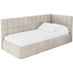 EINZELLBETT Jugendbett mit Bettkasten, Links - TULY 80x200 Beige