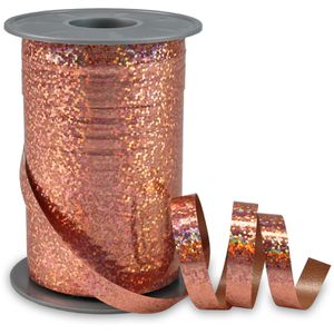 Präsent Geschenkband Holly Holographic, rosegold, Kräuselband, 10mm x 200m, glitzernd