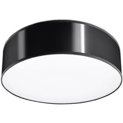 Deckenleuchte rund Stahl schwarz Stahldeckenleuchte rund Deckenlampe PVC Schlafzimmer, 2x E27, 35 cm