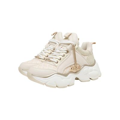 Trainingsschuh BUFFALO "Buffalo BINARY GLAM L", Damen, Gr. 40, beige (beige, gold), Lederimitat, Schuhe