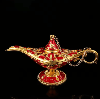 Inspire Curations Vintage Aladdin Magic Lamp Ornament Aladdin Lamp Decor Magic Genie Lamp For Home & Office Decoration red