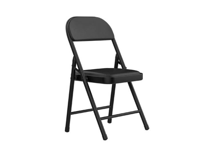 LuxusKollektion Klappstuhl Klappstuhl gepolstert Leder Schwarz 1er Set (1 St)