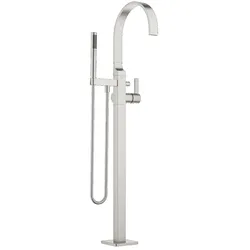 Dornbracht MEM Wannen-Einhandbatterie mit Standrohr, Platin gebürstet, Ausladung 281 mm, Höhe gesamt 1.139–1.209 mm, Schubrosette 131 x 131 mm