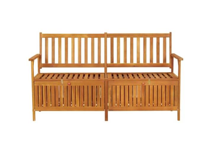 NKOPPFG Truhenbank 148 cm Massivholz Akazie Stauraum, Sitzbank für Innen und Außen, Robust, Langlebig