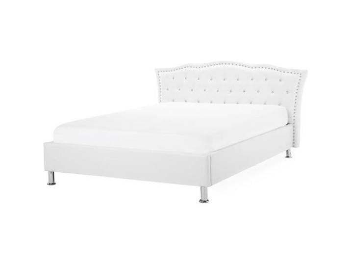 Beliani - Lit double chesterfield en similicuir 160 x 200 cm blanc METZ