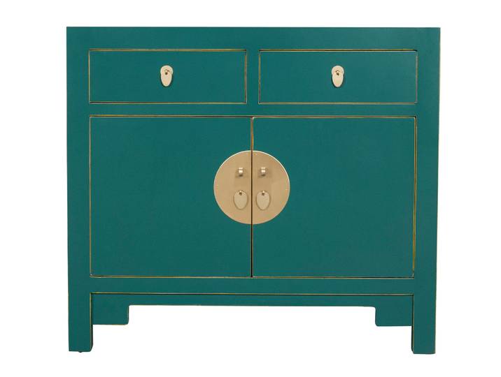 Fine Asianliving Armoire chinoise bleu-vert - Collection Orientique L90xP40xH80cm Armoire chinoise Armoire chinoise de mariage Meubles orientaux asiatiques