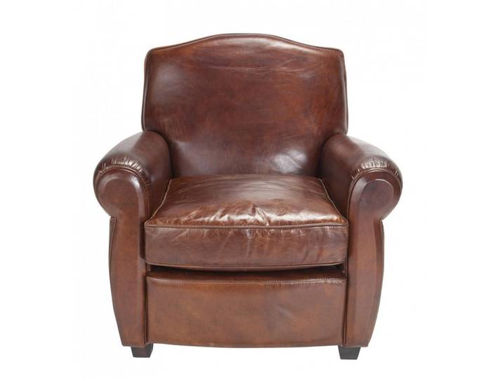 Signature Chesterfield-Stil Sessel aus braunem Vollnarbenleder Moustache, Braun, 83x82x86 cm, Wohnzimmer, Sessel, Polstersessel