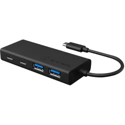 Icy Box USB Hub mit USB Type-C Anschluss und PD Port, IB-HUB1426-CPD (USB-C, 4 Ports), Dockingstation + USB Hub, Schwarz